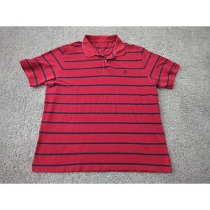 Chaps Polo Shirt Mens XL Red Striped Short‎ Sleeve Golf Preppy Casual